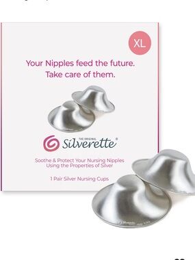 Silverette Silver Nursing Cups - XL Soothing Protection for Nursing Nipples